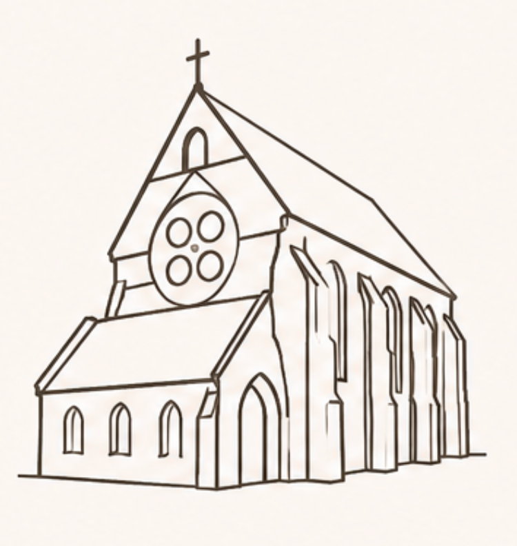 Line art illustration of the historic Chapel building in Stony Stratford